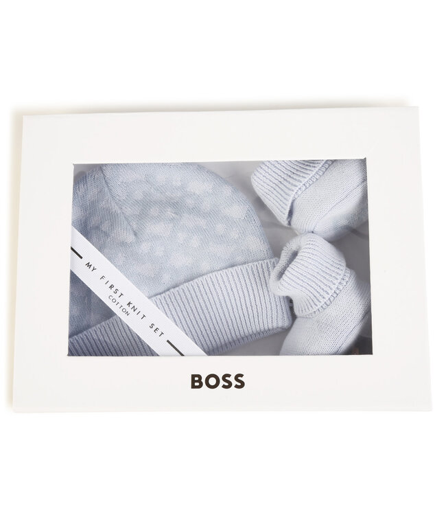 Muts en slofjes set baby blauw