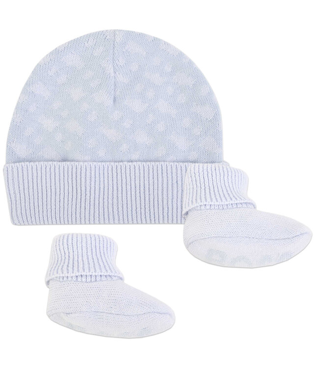 Muts en slofjes set baby blauw