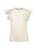 Le Chic Le Chic Pearled Ivory T-shirt met Kanten Mouw - 5402