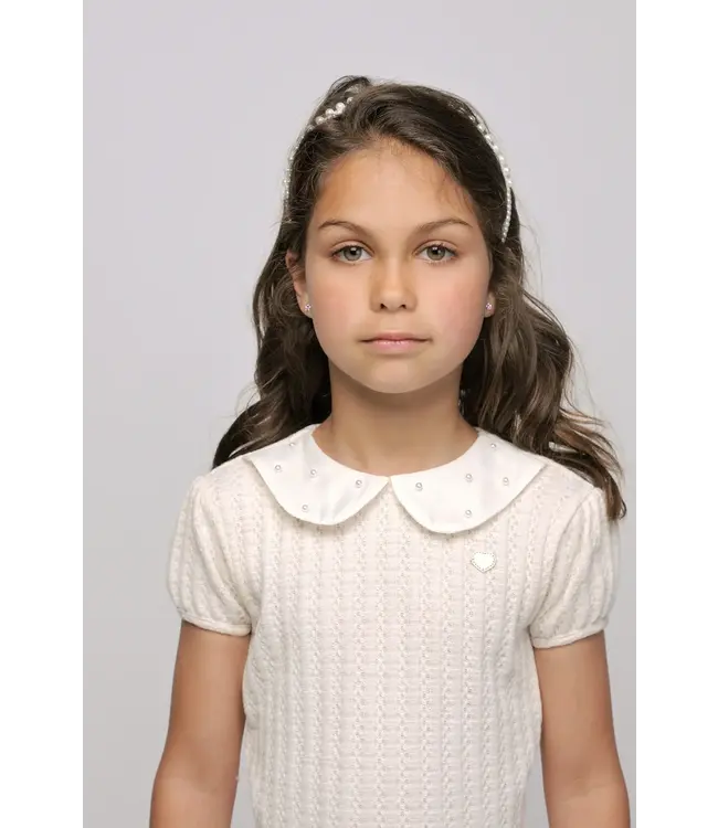 Le Chic Dreamy Creamy Gehaakte Top met Parels - 5408