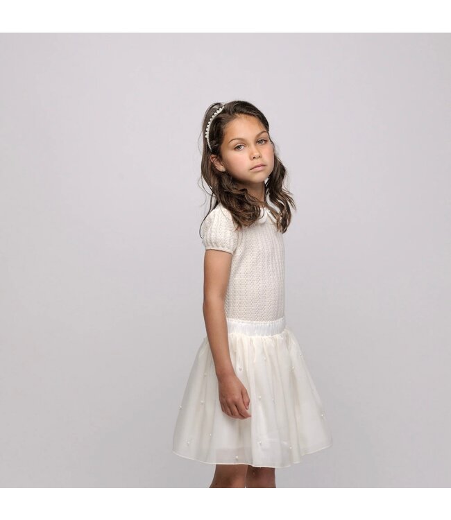 Le Chic Dreamy Creamy Gehaakte Top met Parels - 5408