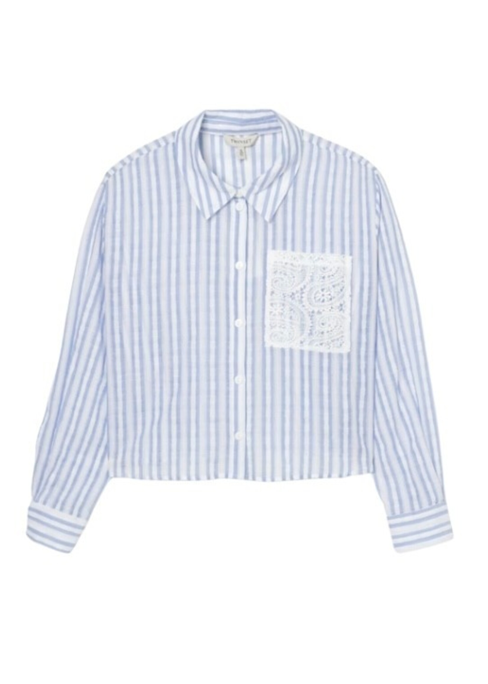 TWINSET Twinset Gestreepte Blouse met Gehaakte Zak - 2472