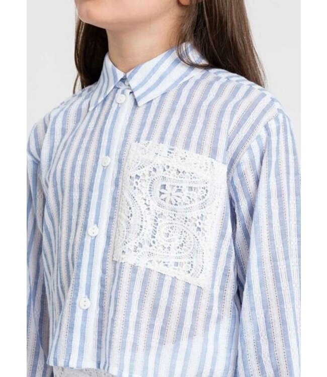 Twinset Gestreepte Blouse met Gehaakte Zak - 2472