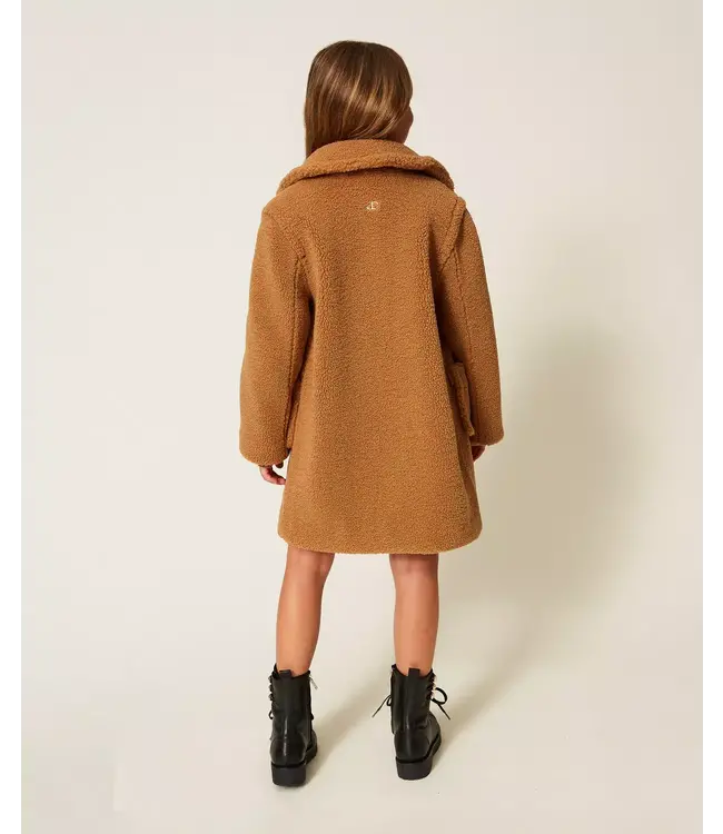 Twinset Fluffy Lange Meisjes Jas met Knoopsluiting - 2180