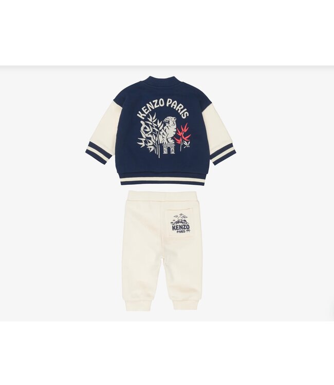 KENZO KIDS Boys Navy Blue & Ivory Cotton Jersey Jacket & Trouser Set