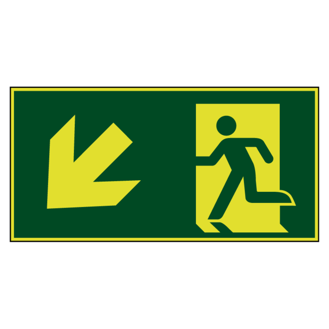 Nooduitgang naar links onder lichtgevend pictogram