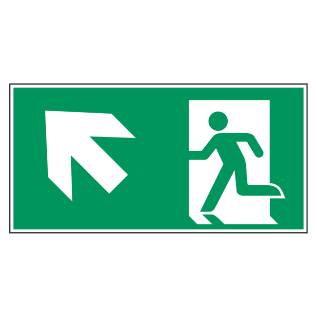 Nooduitgang naar links boven pictogram
