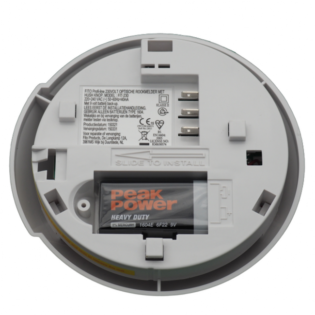 Fito Optische rookmelder 230V Fito incl. 9V backup batterij