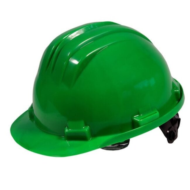 Groene bouwhelm met verstelbare draaiknop