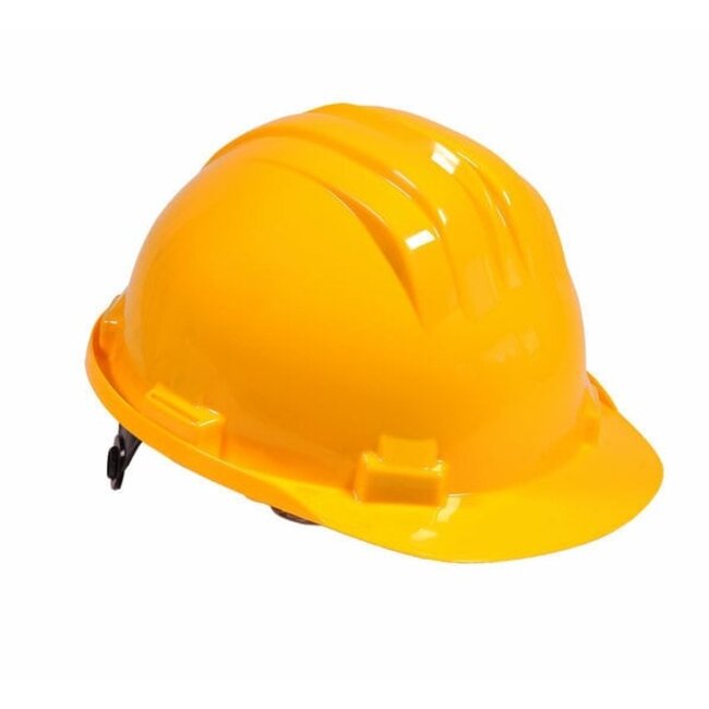Gele veiligheidshelm met verstelbare draaiknop HDPE