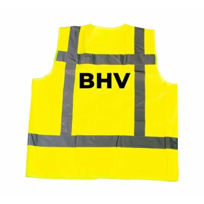 RWS veiligheidshesje BHV op rug en borst geel