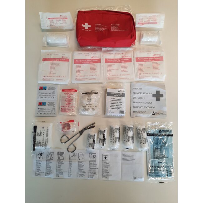 Auto veiligheidspakket EHBO + sprayblusser +  gevaren driehoek + reflectie hesje