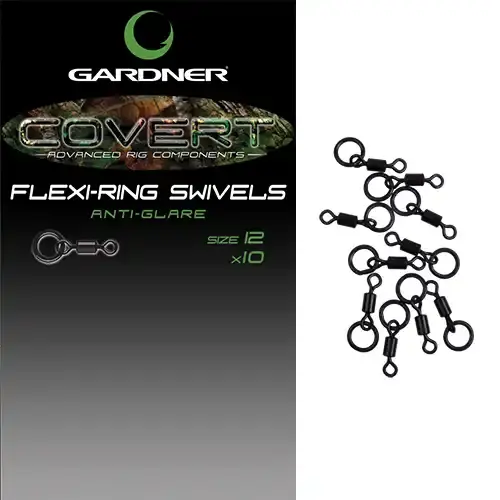 Gardner Tackle Covert flexi ring swivels size 8 anti glare