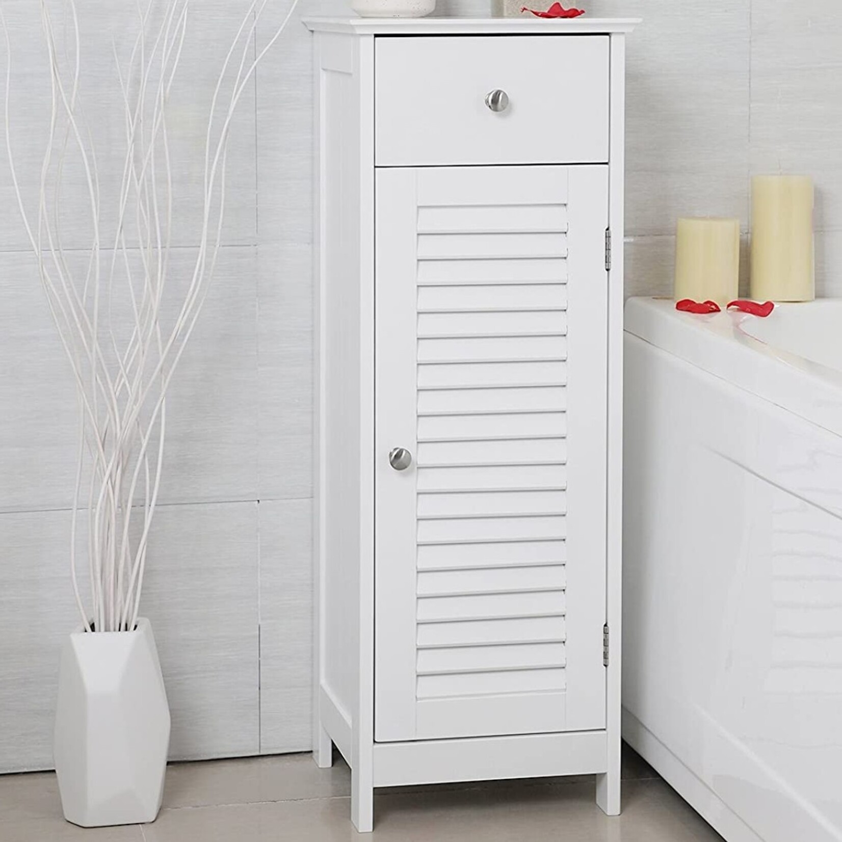 Dok Home Dok Home - Bathroom cabinet - 1 Drawer - 1 Door - Wood - White