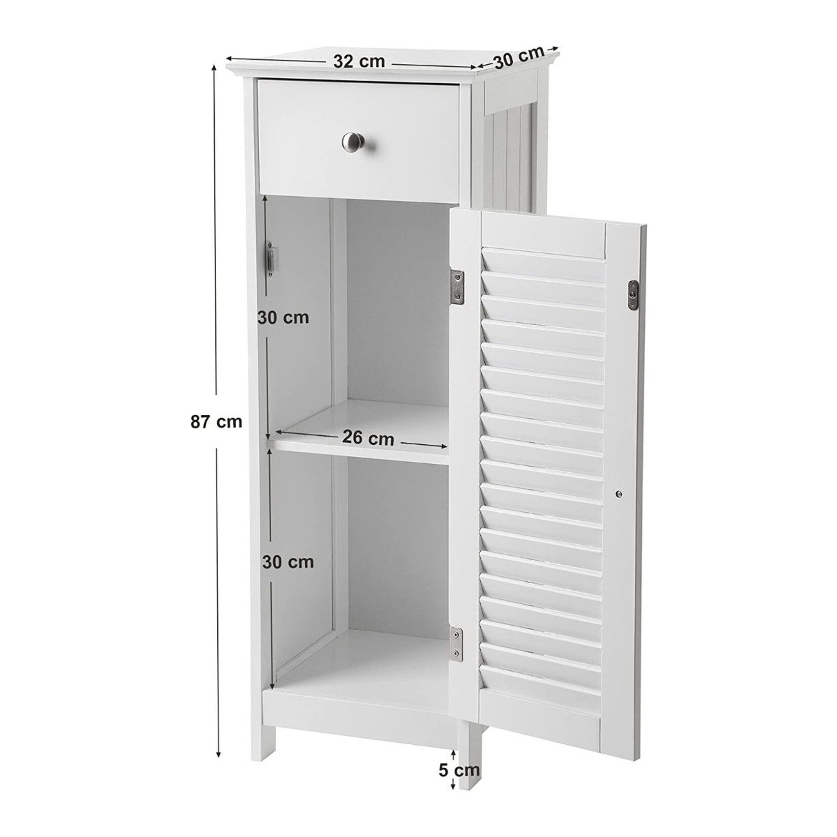 Dok Home Dok Home - Bathroom cabinet - 1 Drawer - 1 Door - Wood - White