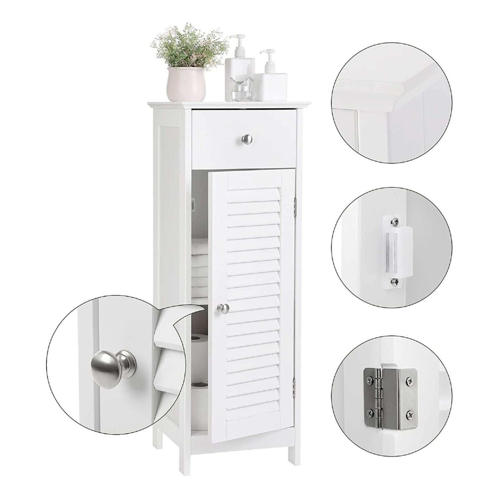 Dok Home Dok Home - Bathroom cabinet - 1 Drawer - 1 Door - Wood - White