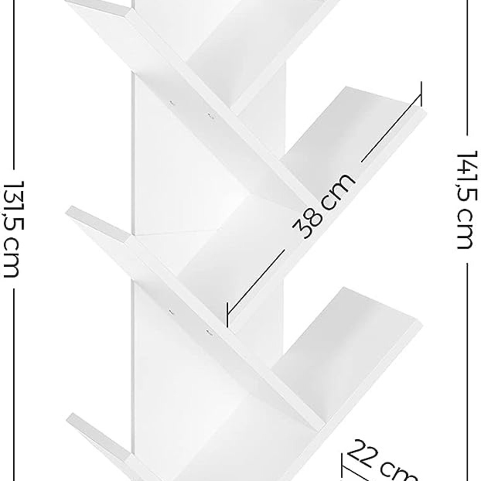 Dok Home Vintage Bookcase - With 8 Levels - Tree Shape - White