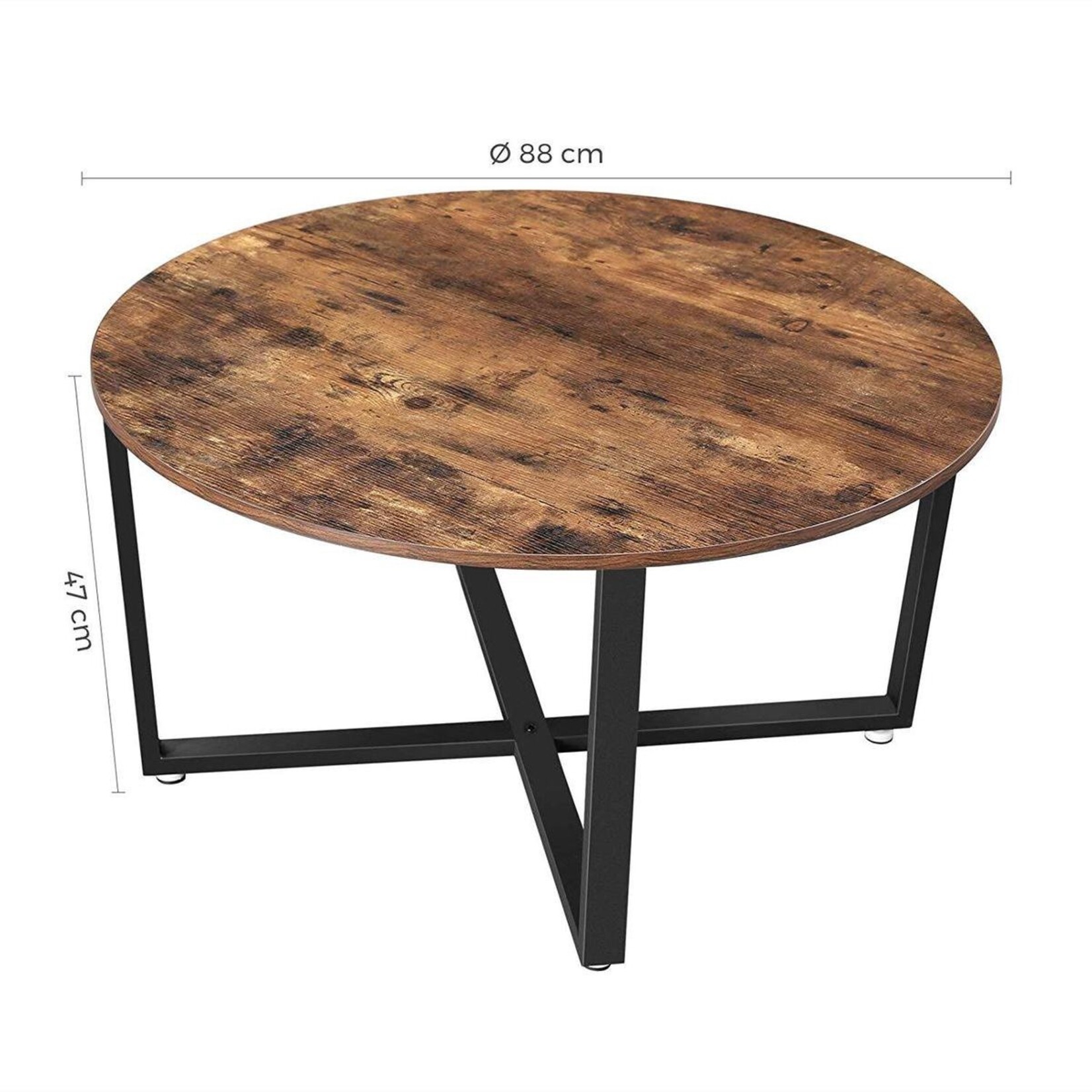 Dok Home Nancy's Round Coffee Table - Industrial Style - Side Table - Cocktail Table - 88 x 88 x 47 cm