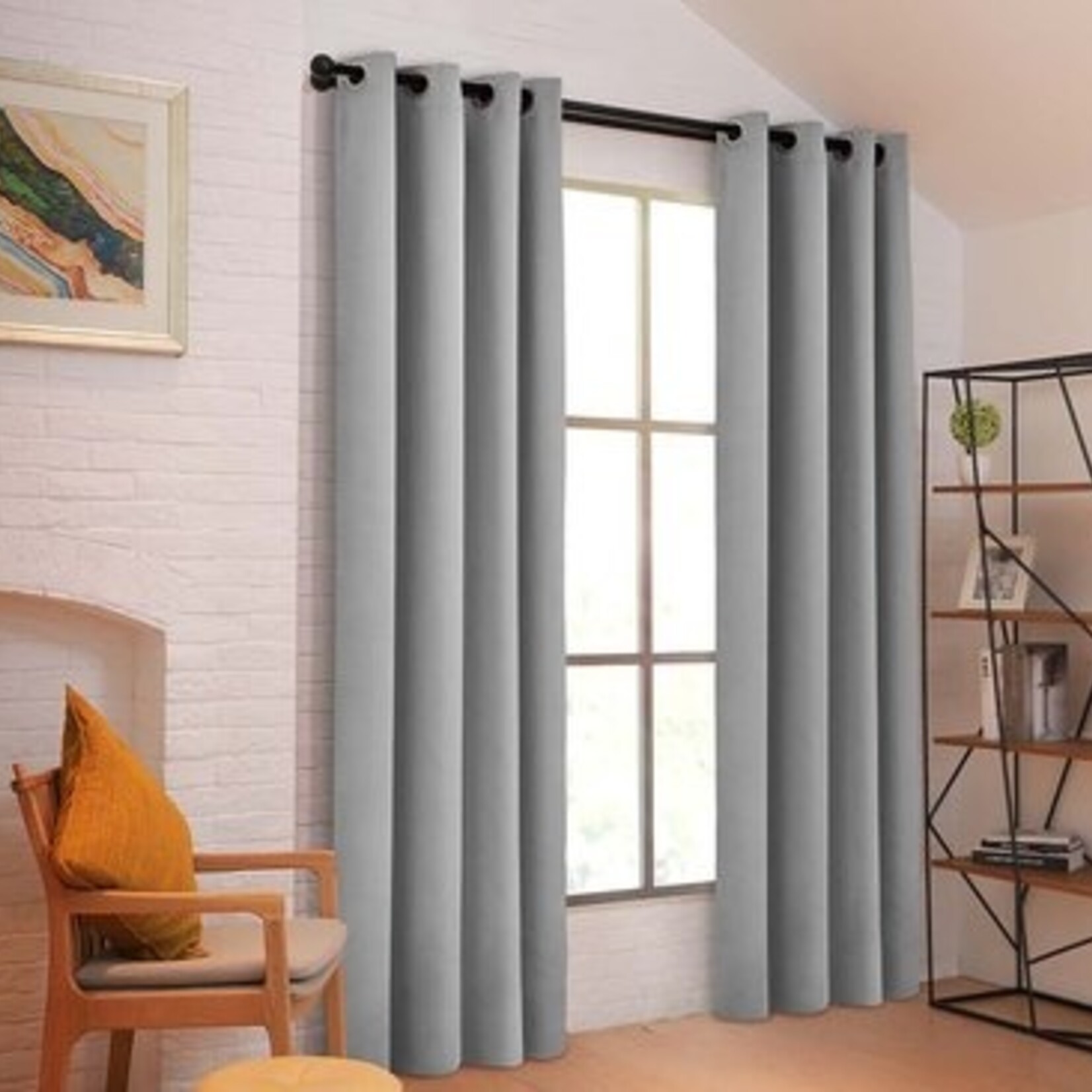 Larson - Luxury plain blackout curtain - with rings - 1.5m x 2.5m - Light grey