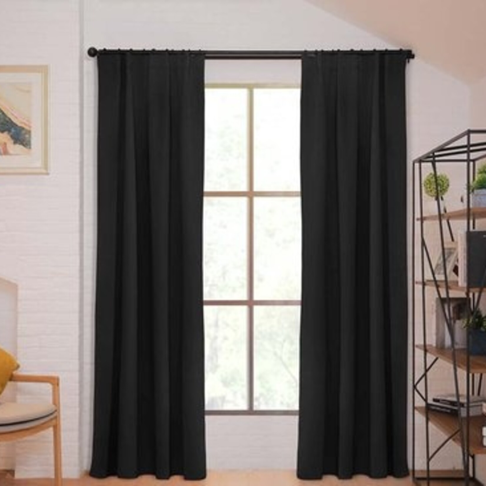 Larson - Luxe effen blackout gordijn - met haken - 1.5m x 2.5m - Zwart