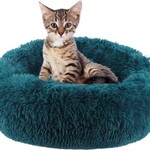 Cats and Dogs Donut Basket - With Long and Soft Hair - 50 cm - Dark Green