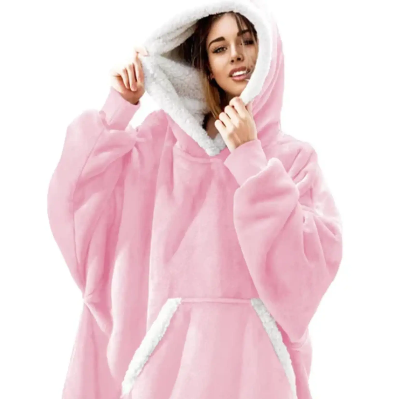 Super Comfy Fleece Hoodie - Sweater and Blanket in one - Unisex - Pink