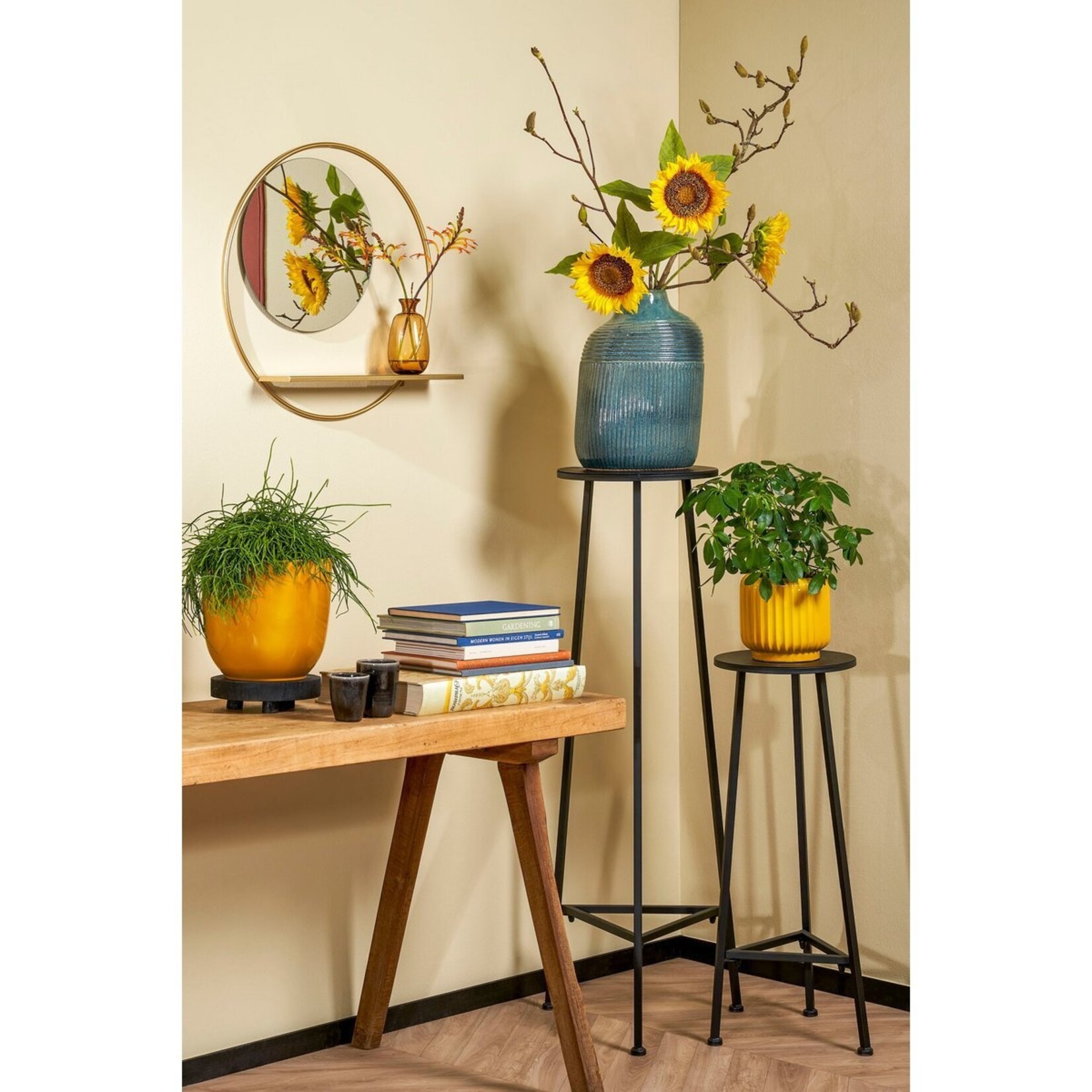 Mica Decorations Plantentafel - H120 x Ø35 cm - Metaal - Zwart