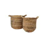 Mica Decorations 2 Delige Opbergmand Set - naturel - bananenblad
