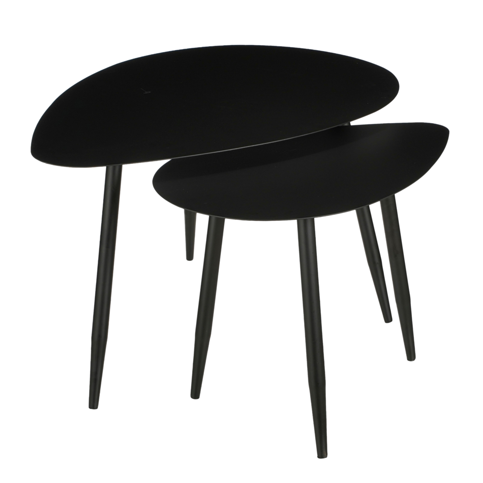 Mica Decorations Bijzettafel - Set van 2 - L80 x B60 x H47 cm - Metaal - Zwart