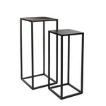 Mica Decorations Goa Bijzettafel - Set van 2 - L30 x B30 x H70 cm - Metaal - Zwart