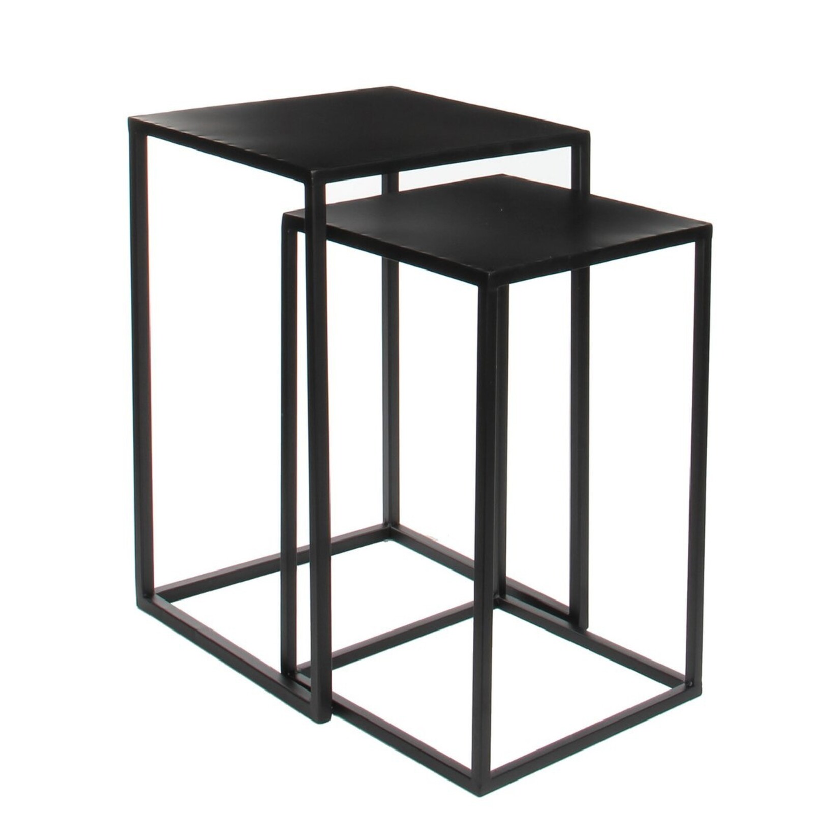 Mica Decorations Goa Bijzettafel - Set van 2 - L35 x B35 x H55 cm - Metaal - Zwart