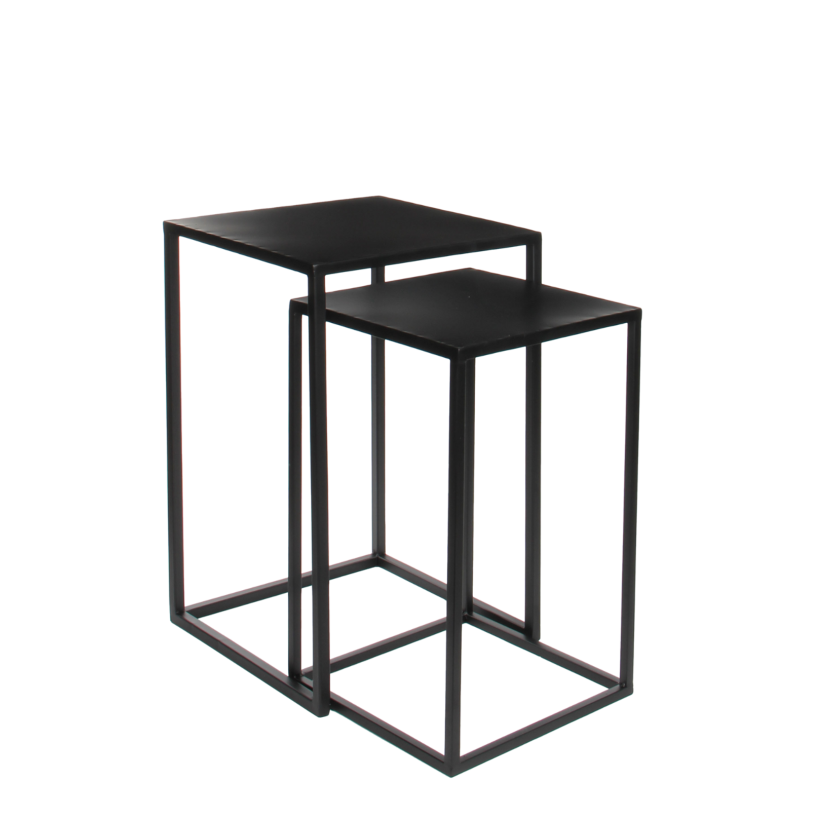 Mica Decorations Goa Bijzettafel - Set van 2 - L35 x B35 x H55 cm - Metaal - Zwart