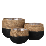 Mica Decorations Jorck Plantenmand - Set van 3 - H24 x Ø26 cm - Zwart