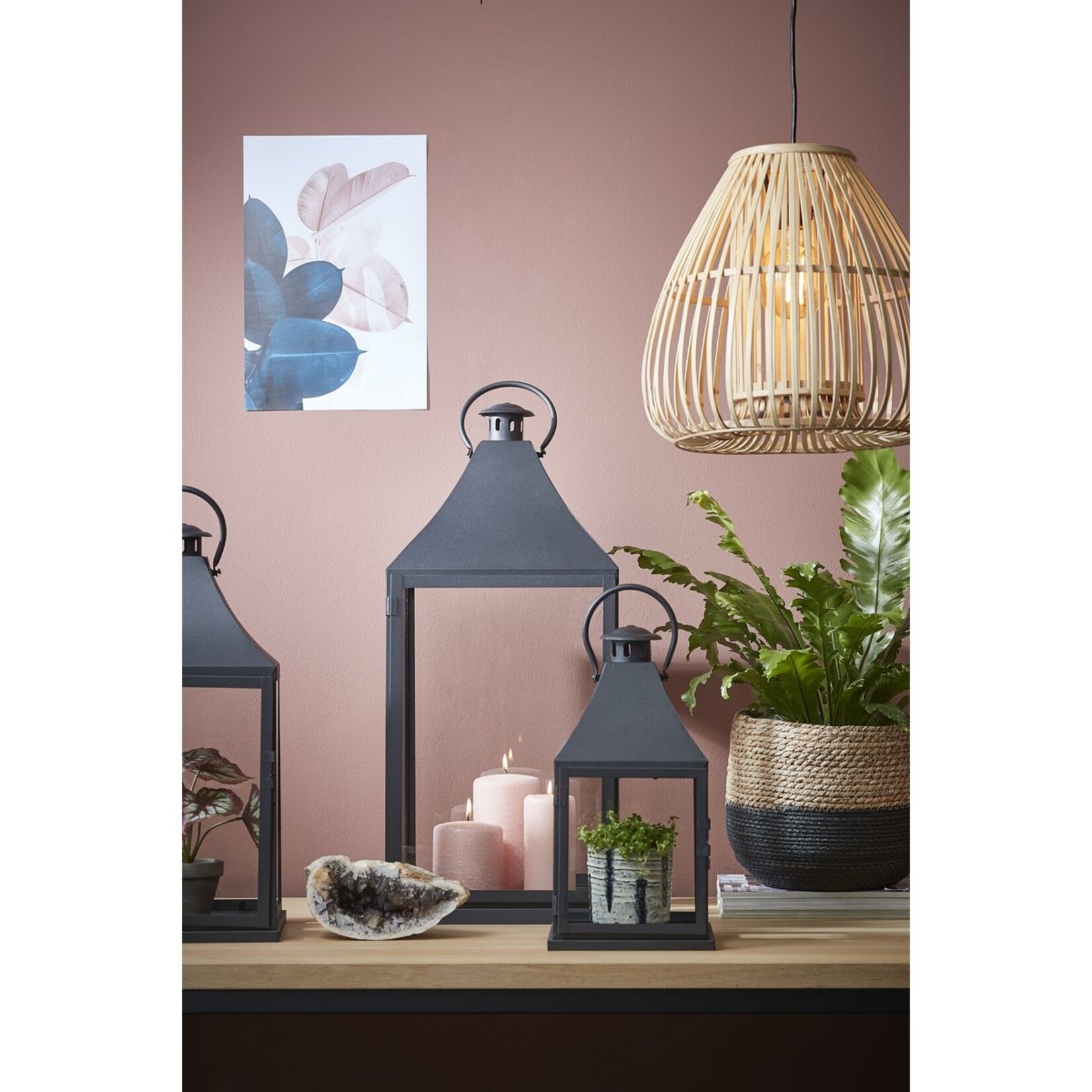 Mica Decorations Jorck Plantenmand - Set van 3 - H24 x Ø26 cm - Zwart