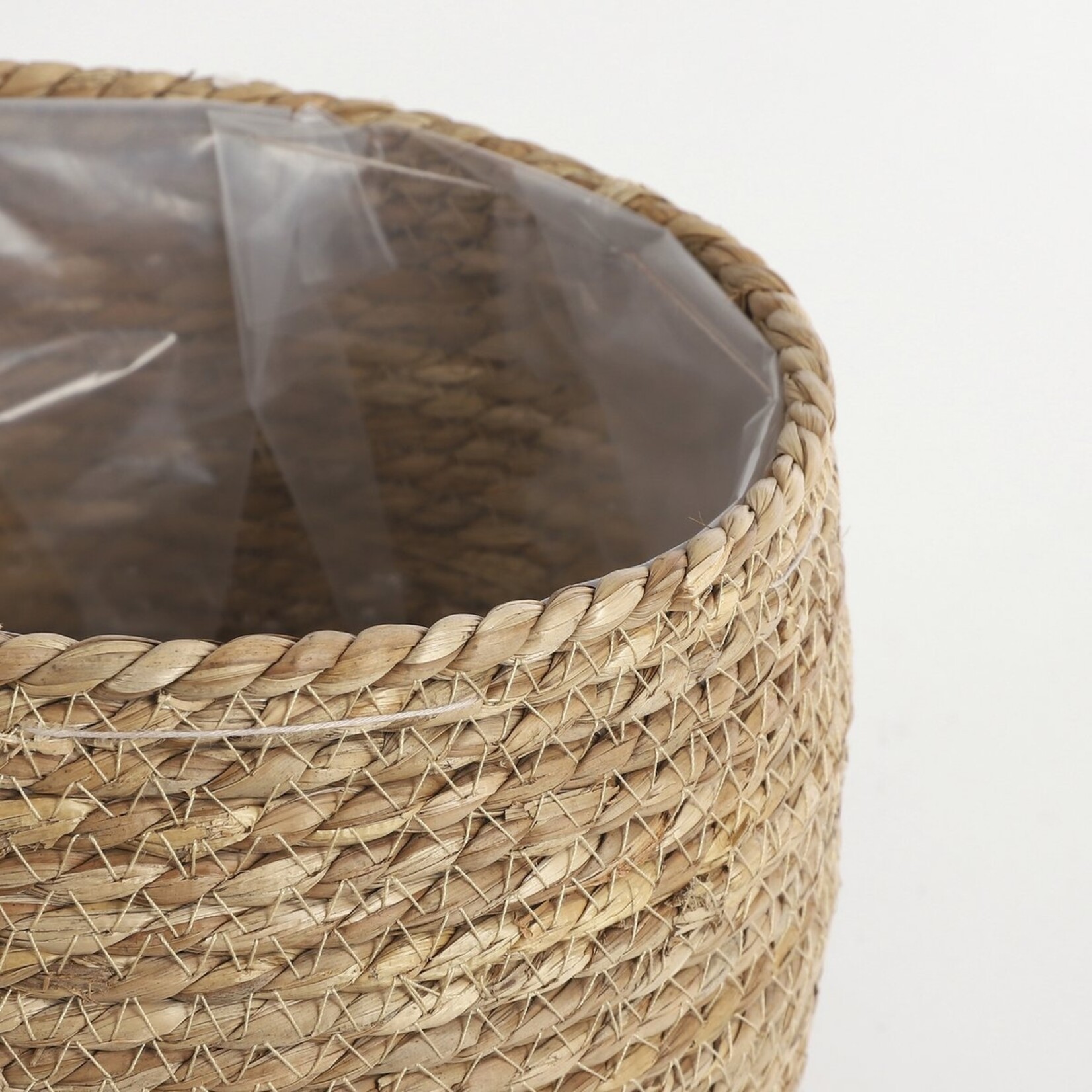 Mica Decorations Jorck Plantenmand - Set van 3 - H24 x Ø26 cm - Zeegras - Lichtbruin