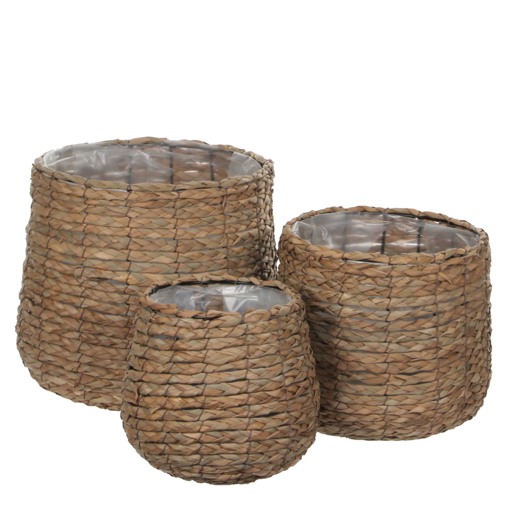 Mica Decorations Avalon Plantenmand - Set van 3 - H31 x Ø30 cm - Zeegras - Lichtbruin