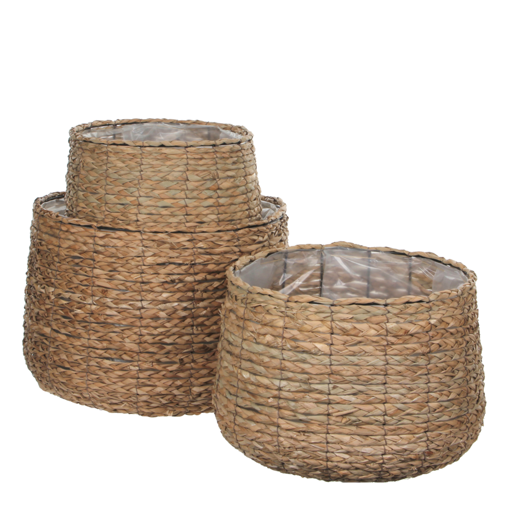 Mica Decorations Avalon Plantenmand - Set van 3 - H32 x Ø44 cm - Zeegras - Lichtbruin