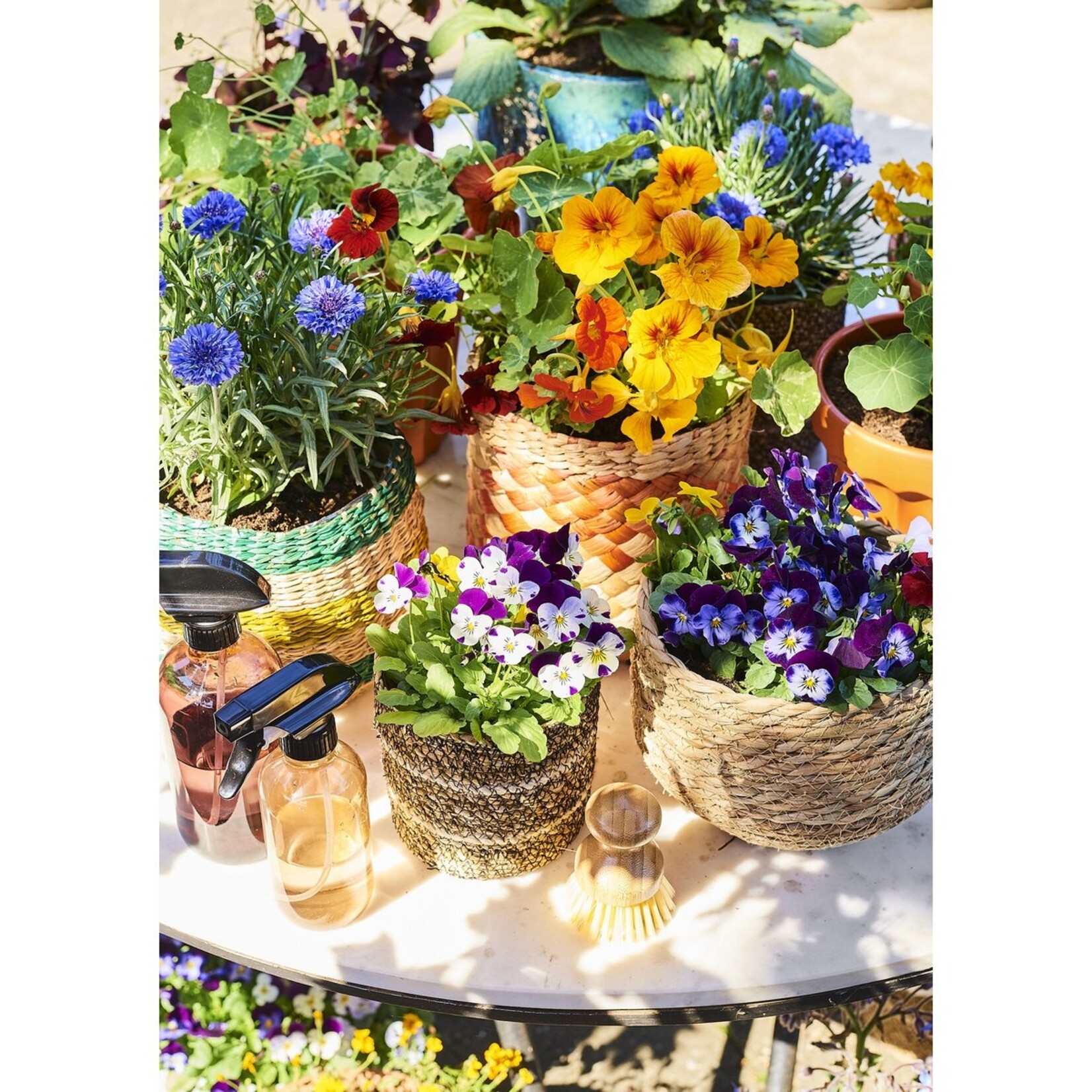 Mica Decorations Jorck Plantenmand - Set van 3 - H24 x Ø26 cm - Zeegras - Lichtbruin