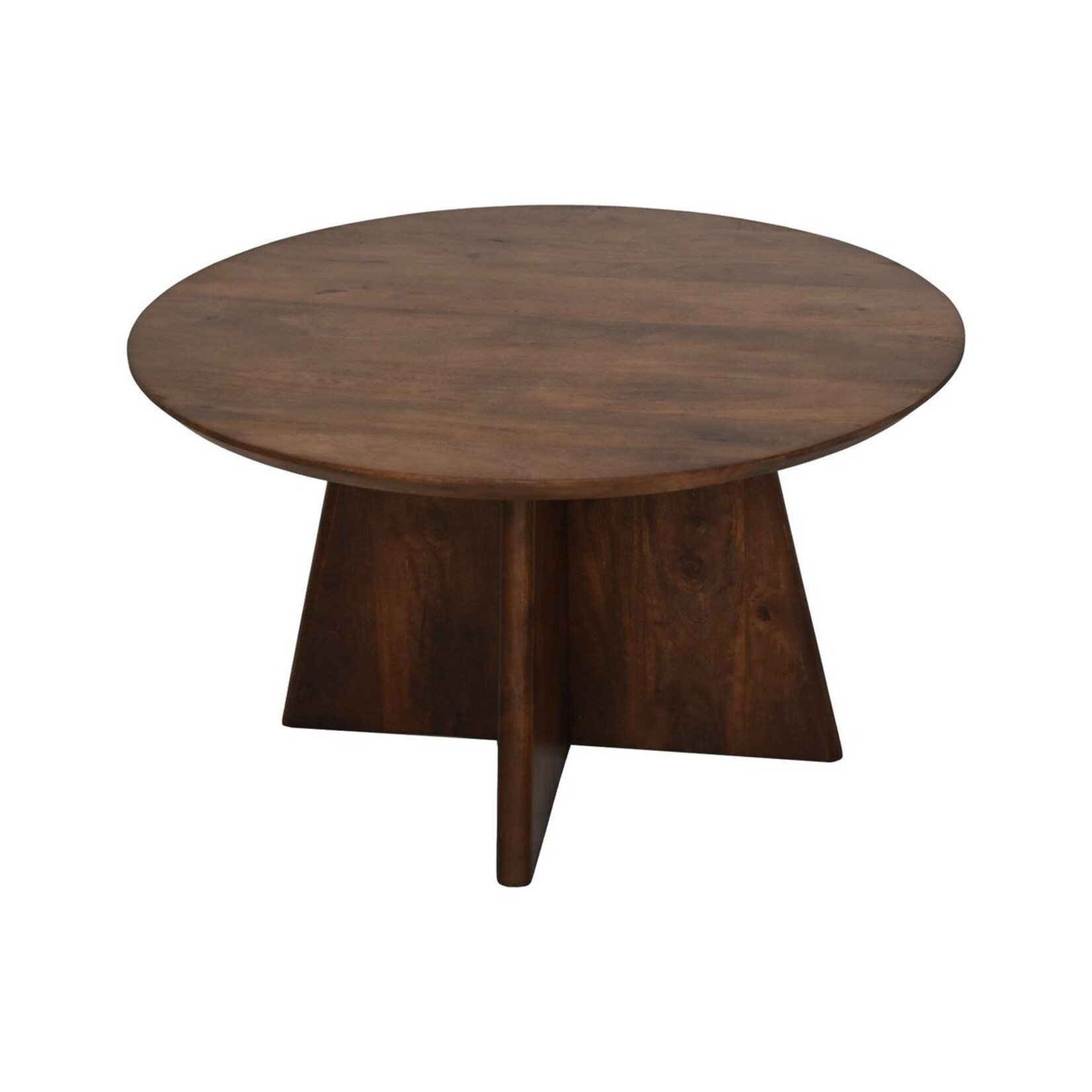 HSM Collection Ronde Salontafel met kruispoot - 80X80X45 - mat bruin - Mangohout