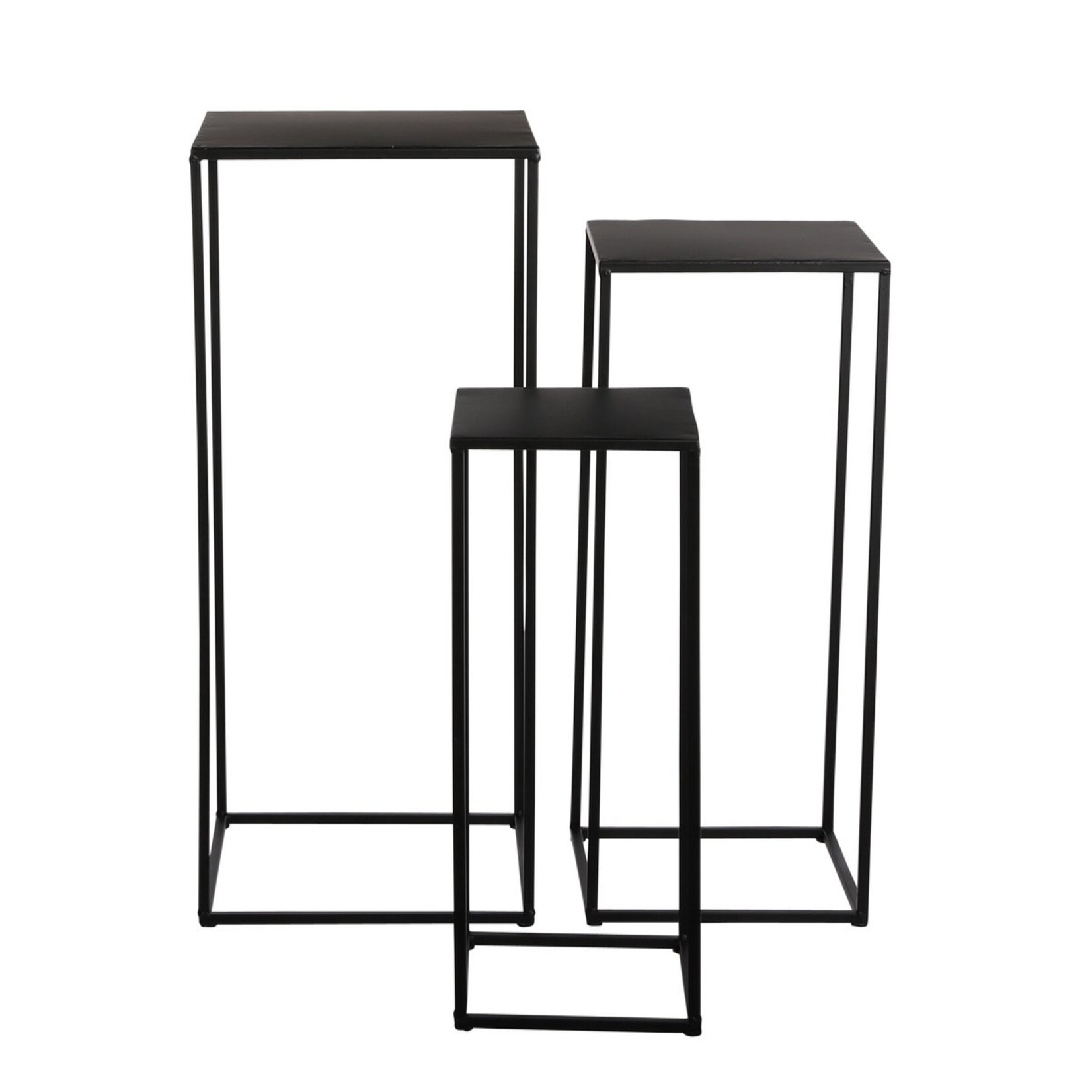 Mica Decorations Quinty Bijzettafel - Set van 3 - L30 x B30 x H70 cm - Metaal - Zwart