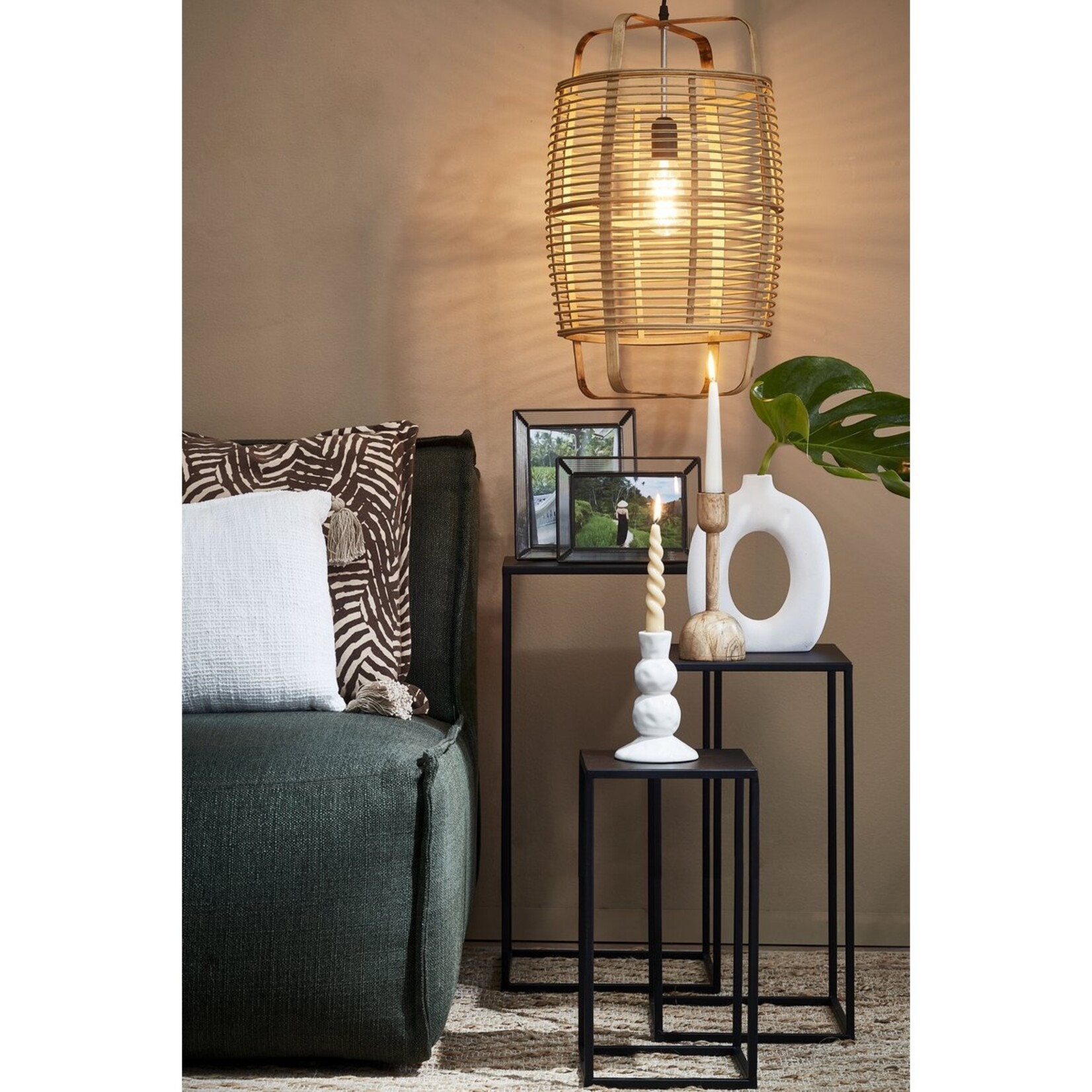 Mica Decorations Quinty Bijzettafel - Set van 3 - L30 x B30 x H70 cm - Metaal - Zwart