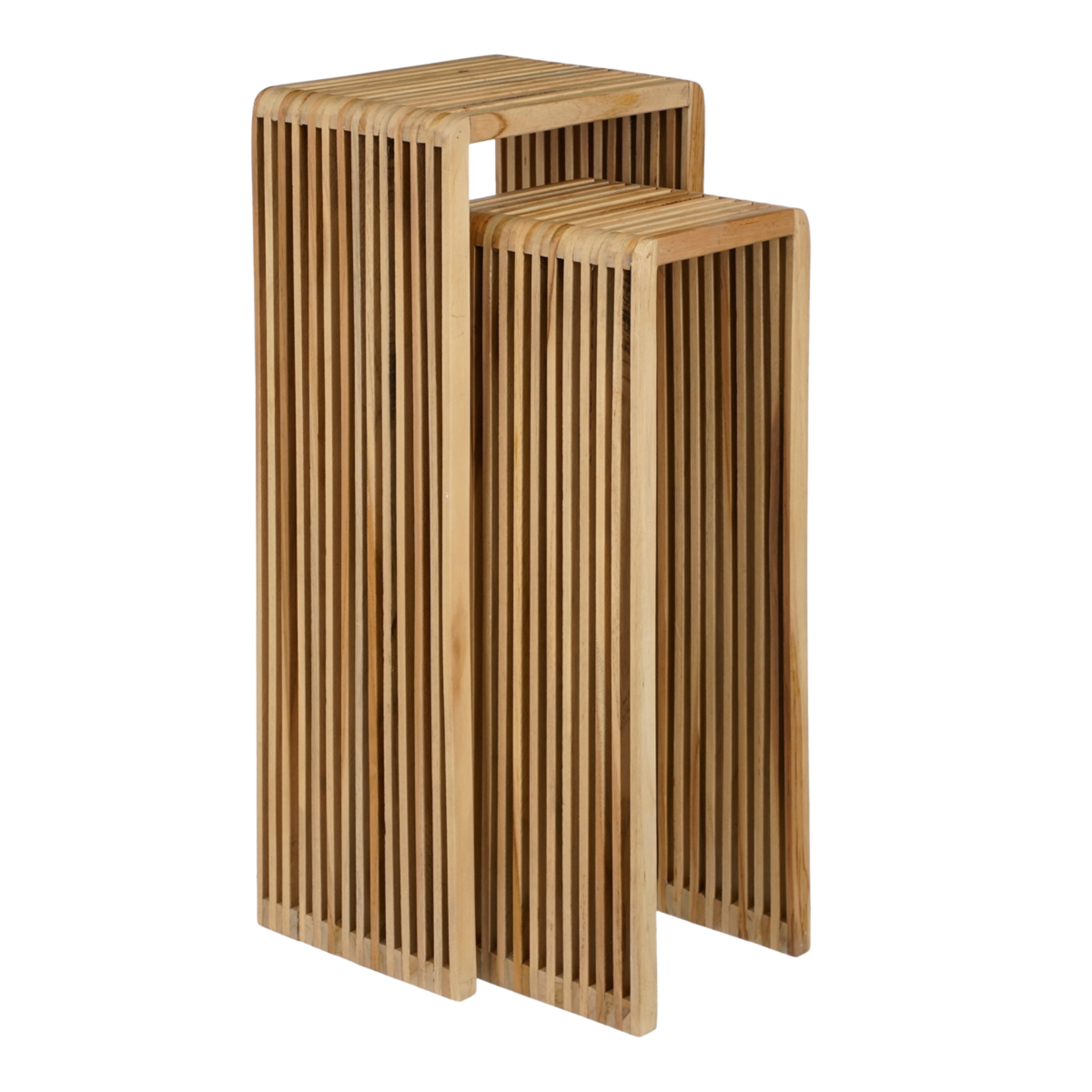 Mica Decorations Yonker Plantentafel - Set van 2 - L35 x B25 x H80 cm - Gerecycled Hout - Bruin