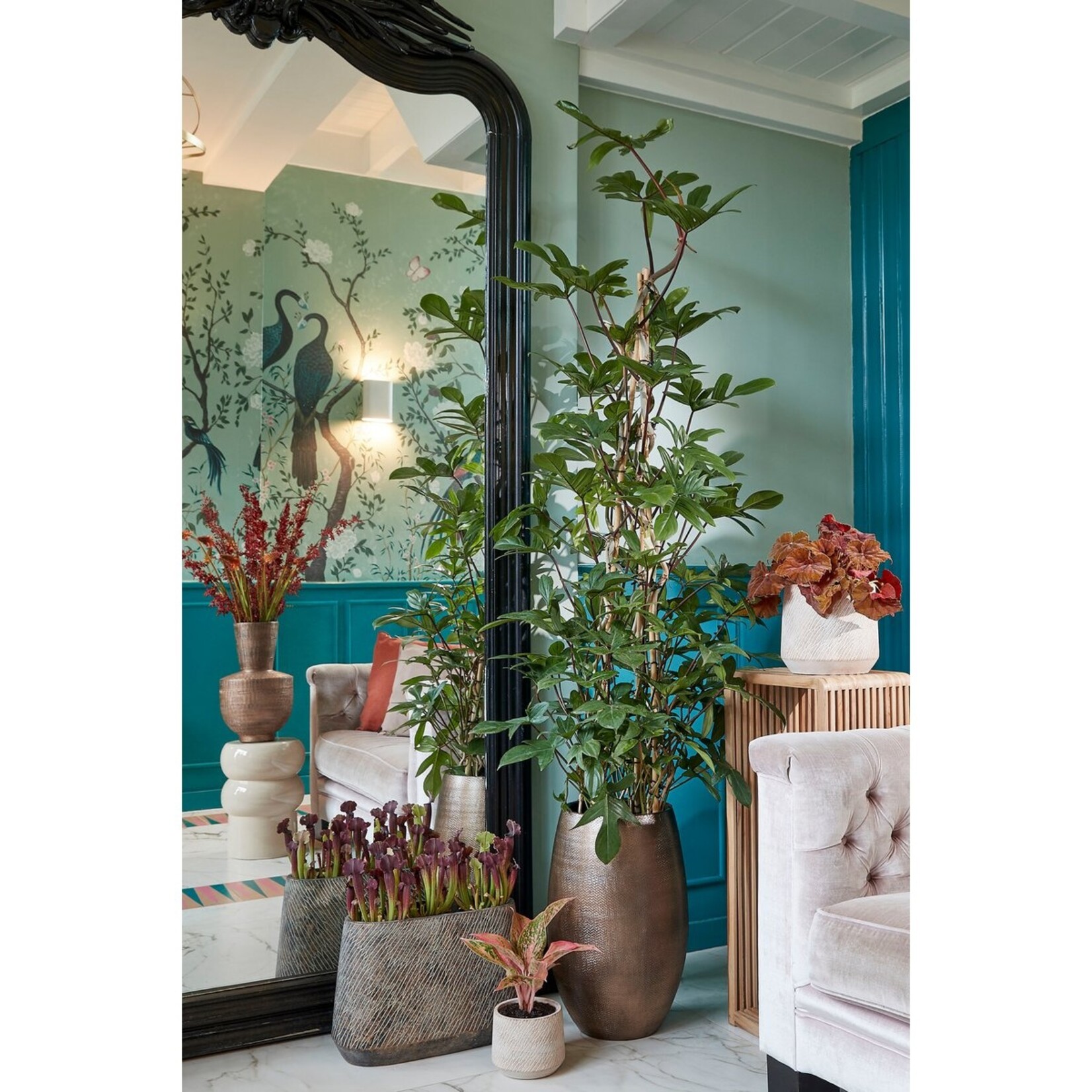 Mica Decorations Yonker Plantentafel - Set van 2 - L35 x B25 x H80 cm - Gerecycled Hout - Bruin