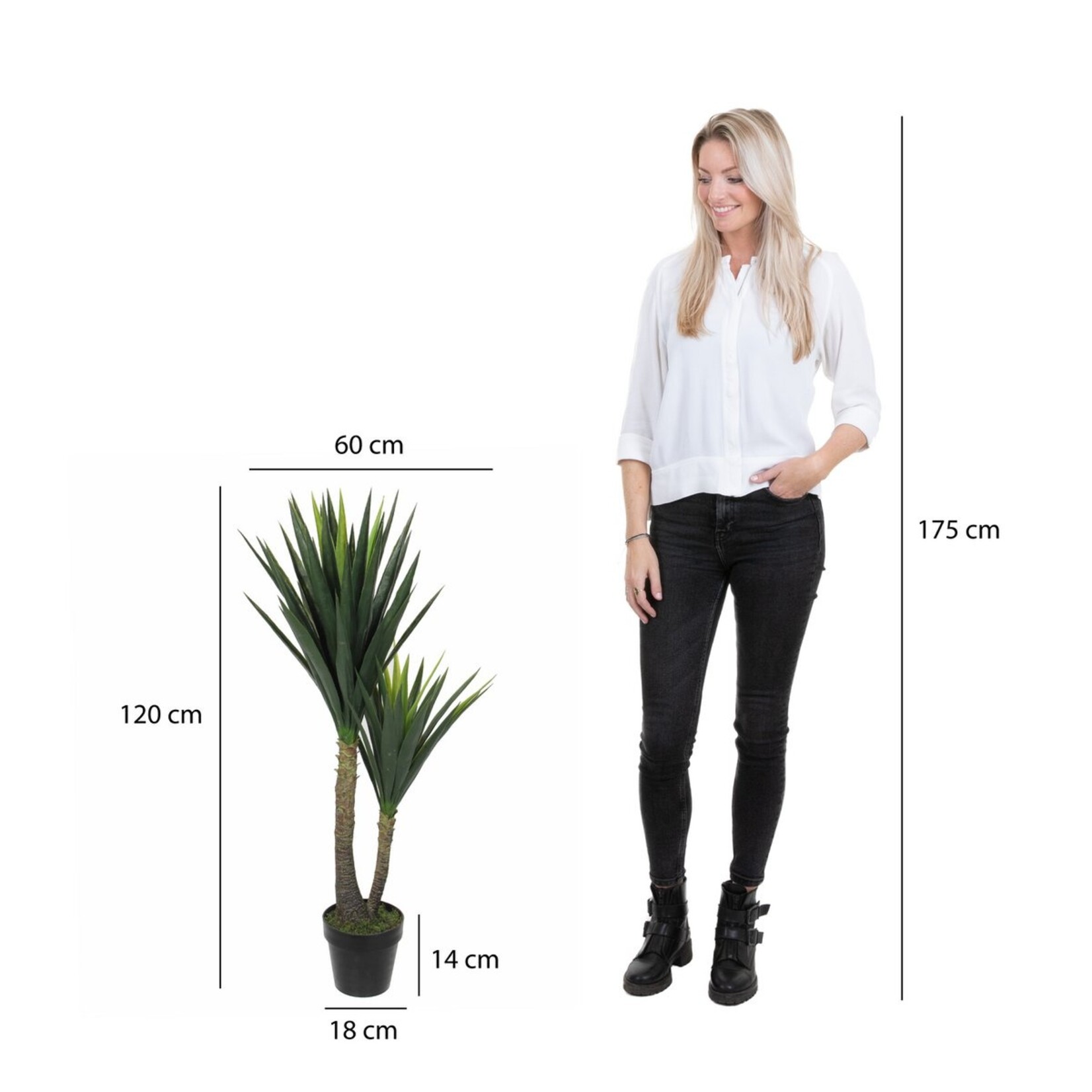 Mica Decorations Yucca Kunstplant - H120 x Ø60 cm - Groen