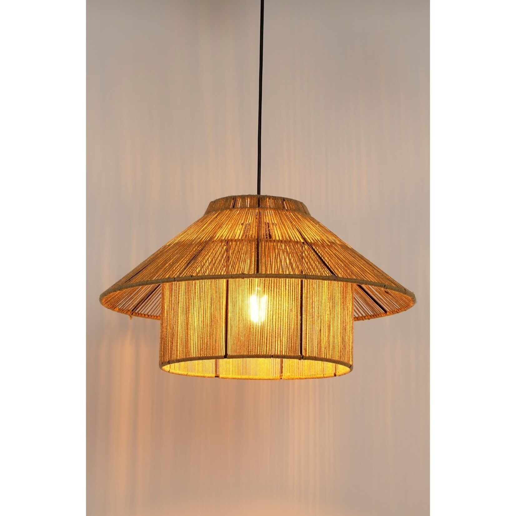 Mica Decorations Elsa Hanglamp - H28 x Ø50 cm - Jute - Lichtbruin