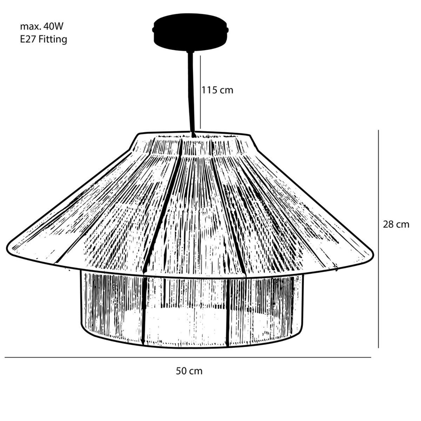 Mica Decorations Elsa Hanglamp - H28 x Ø50 cm - Jute - Lichtbruin