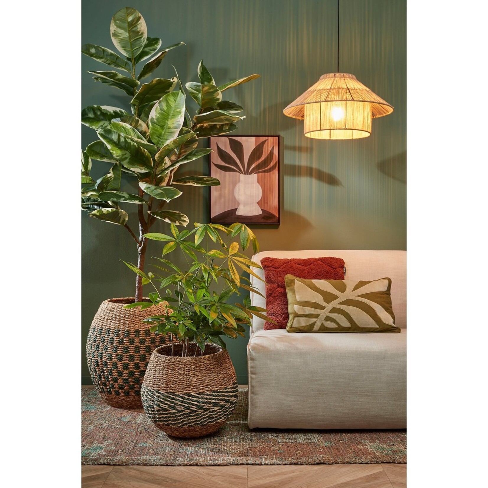 Mica Decorations Elsa Hanglamp - H28 x Ø50 cm - Jute - Lichtbruin