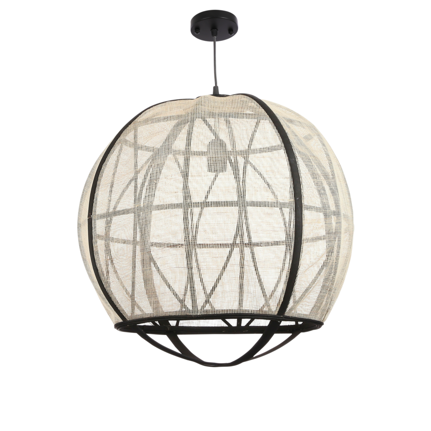 Mica Decorations Pella Hanglamp - H50 x Ø51 cm - Linnen - Off White