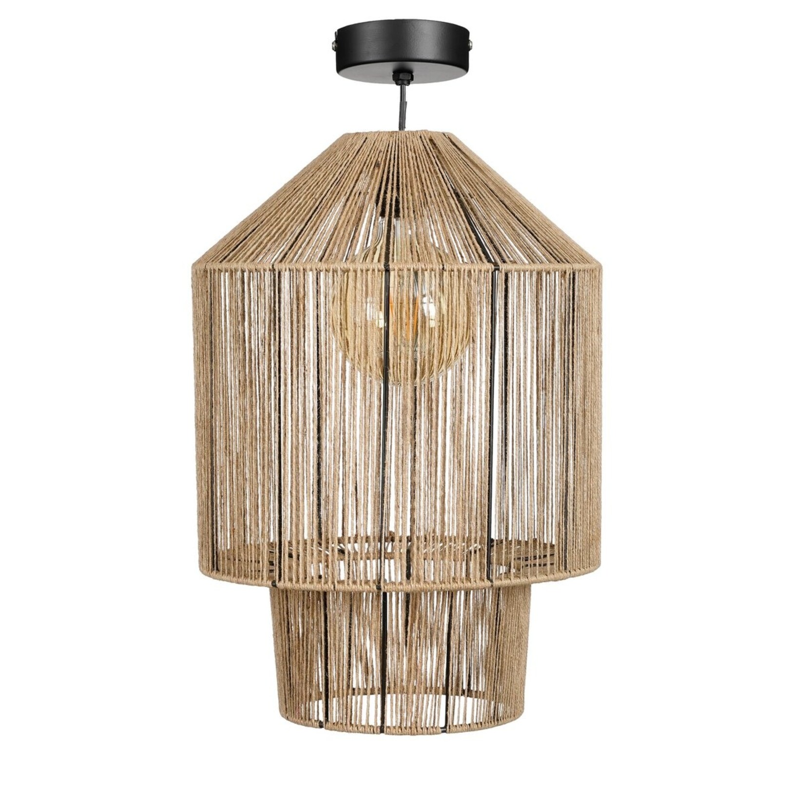 Mica Decorations Elsa Hanglamp - H49 x Ø35 cm - Jute - Lichtbruin