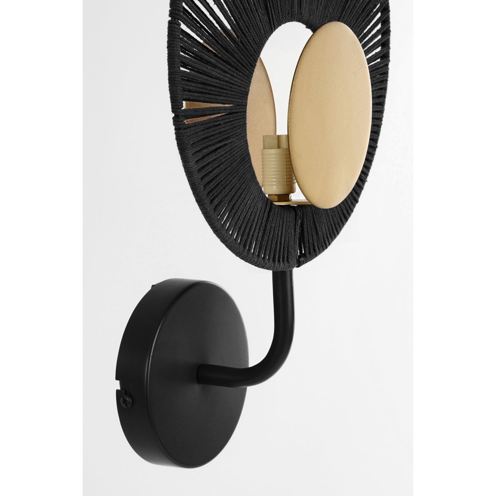 Mica Decorations Helge Wandlamp - L26 x B12 x H39 cm - Metaal - Zwart, Goud